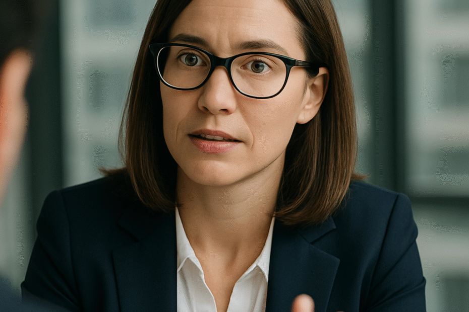 Mujer ejecutiva escuchando con mucha atención a otra persona